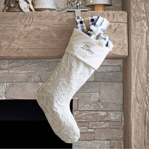 Pottery Barn Cream Snowflake Stocking
